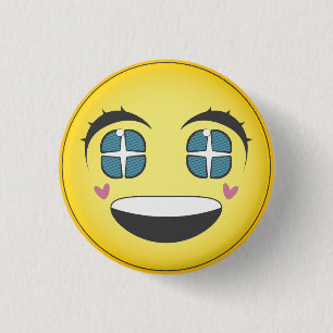 Happy anime face 3 cm round badge