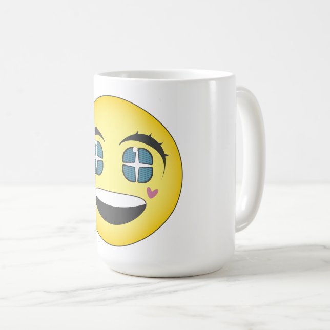 Happy anime face coffee mug (Front Right)