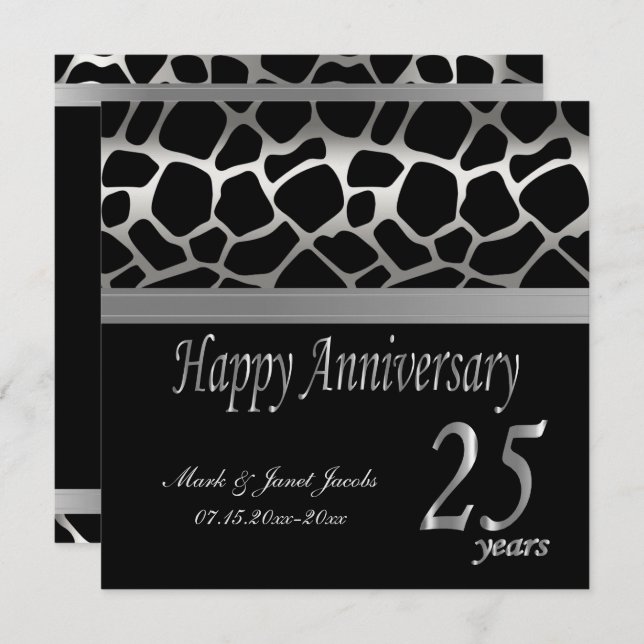 Happy Anniversary 25 Years Invitation (Front/Back)