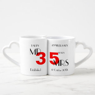 Happy Anniversary 35 Years Married Personalised Coffee Mug Set