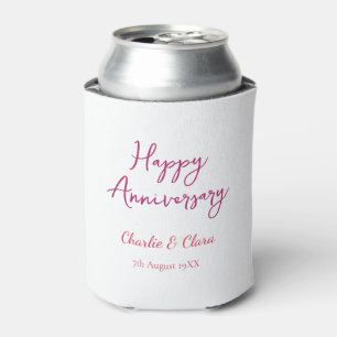 Happy anniversary add name pink bold name date si Can Cooler