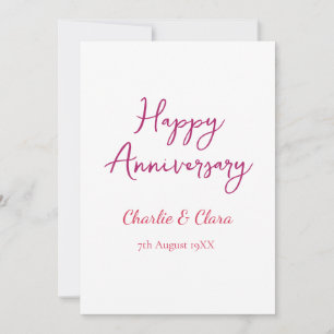 Happy anniversary add name pink bold name date si Invitation