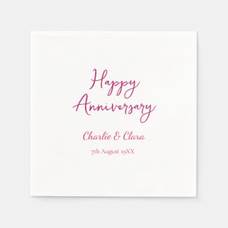  Happy anniversary add name pink bold name date si Napkin