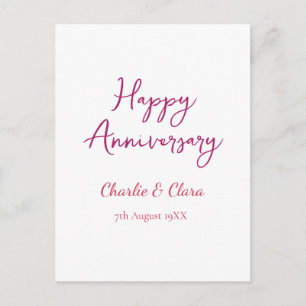 Happy anniversary add name pink bold name date si Postcard