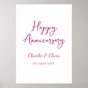  Happy anniversary add name pink bold name date si Poster