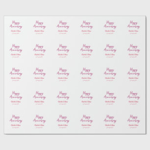 Happy anniversary add name pink bold name date si Wrapping Paper