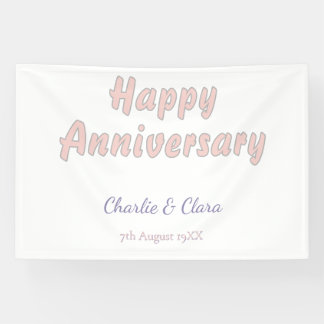  Happy anniversary add name pink grey pastel bold  Banner