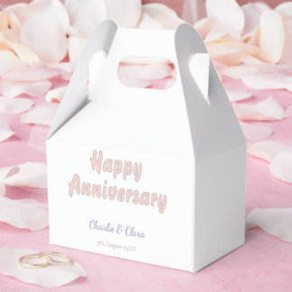  Happy anniversary add name pink grey pastel bold  Favour Box