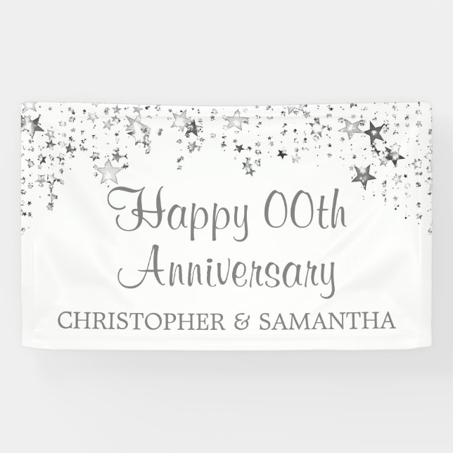 Happy Anniversary ANY Year Silver Banner (Horizontal)