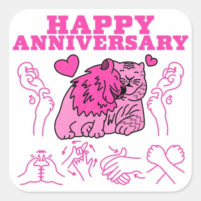 Happy Anniversary - ASL Design Square Sticker (Front)