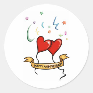Happy Anniversary Banner Classic Round Sticker