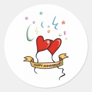 Happy Anniversary Banner Classic Round Sticker