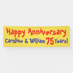 Happy Anniversary Banner with Name and Number