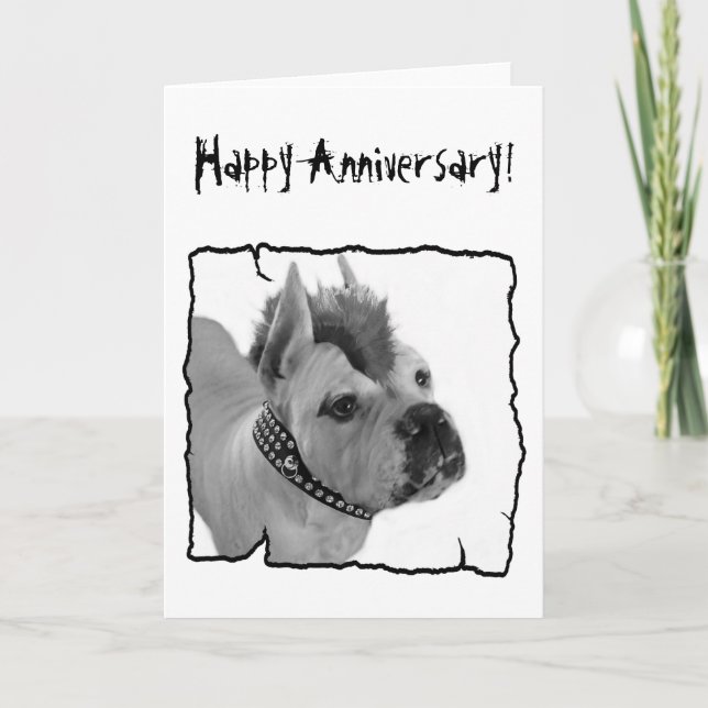 Happy Anniversary Boxer punk greeting card (Front)