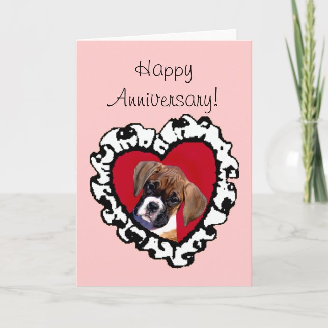 Happy Anniversary Boxer puppy greeting card (Front)