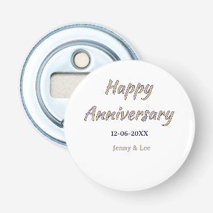 happy anniversary brown grey name date couple mode bottle opener