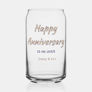 happy anniversary brown grey name date couple mode can glass