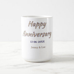 happy anniversary brown grey name date couple mode coffee mug