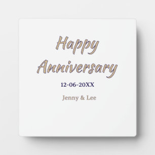 happy anniversary brown grey name date couple mode plaque