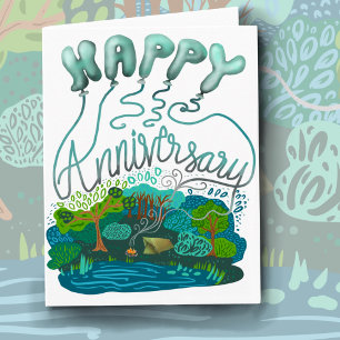 Happy Anniversary Camping Balloons greeting card