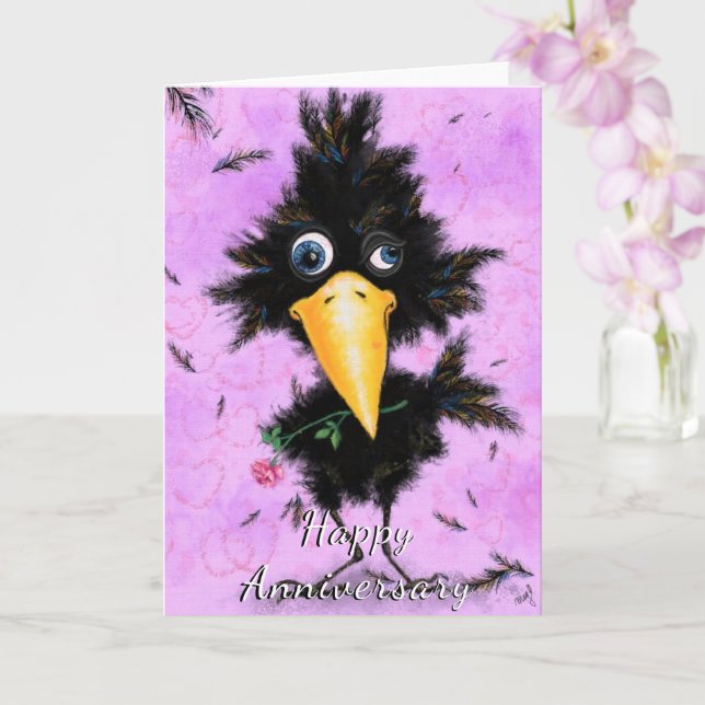 Happy Anniversary Card In Love Crow Romantic (Orchid)