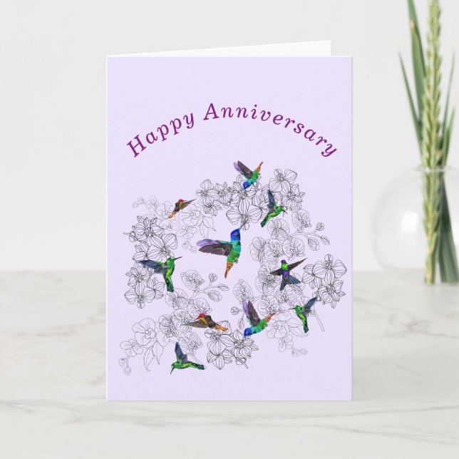 Happy Anniversary Card Spring Birds Flying (Front)