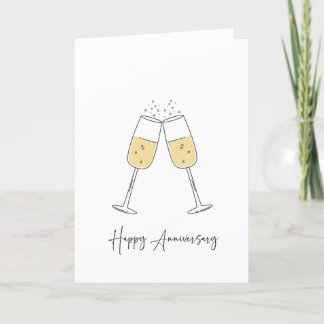 Happy Anniversary Card w/ Bubbly Champagne Flutes