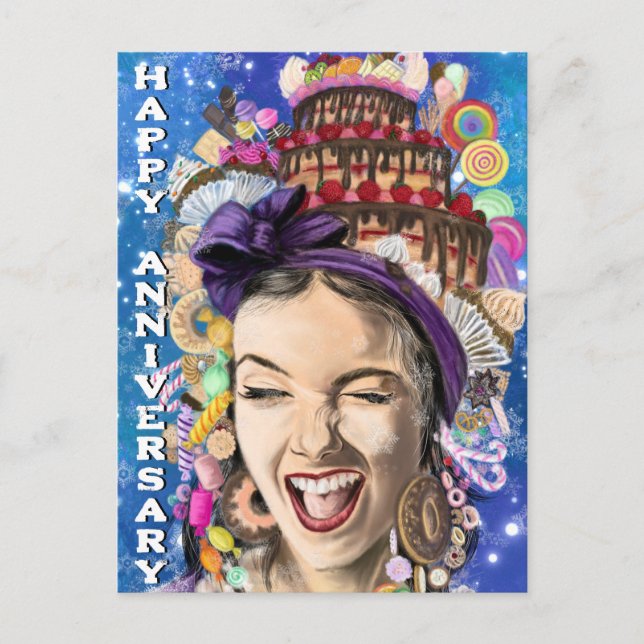 Happy Anniversary Card with Happy Woman - Funny (Front)
