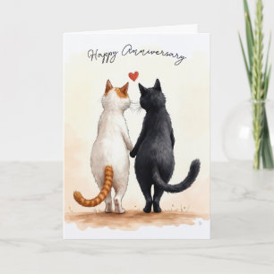 Happy Anniversary Cats With a Heart Card
