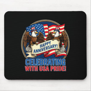 Happy anniversary celebrating usa pride bald eagle mouse pad