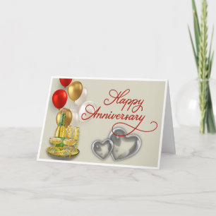 Happy Anniversary Champagne & Balloons Greeting  Card