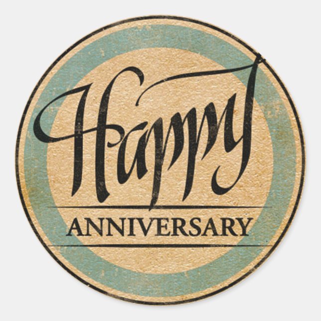 Happy Anniversary Classic Round Sticker (Front)