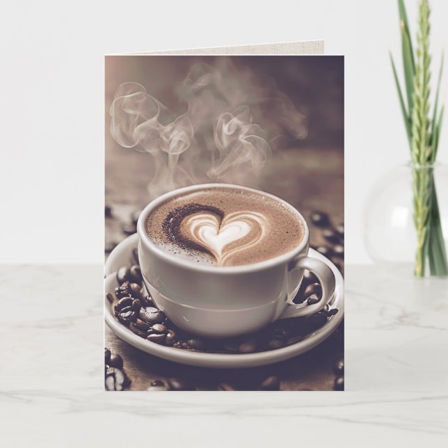 Happy Anniversary Coffee With Heart Card (Front)