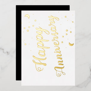 Happy Anniversary Constellations Moon Star Foil Holiday Card