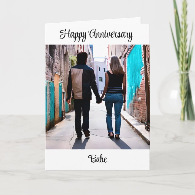 Happy Anniversary | Couple Holding Hands Urban Art Card (Front)