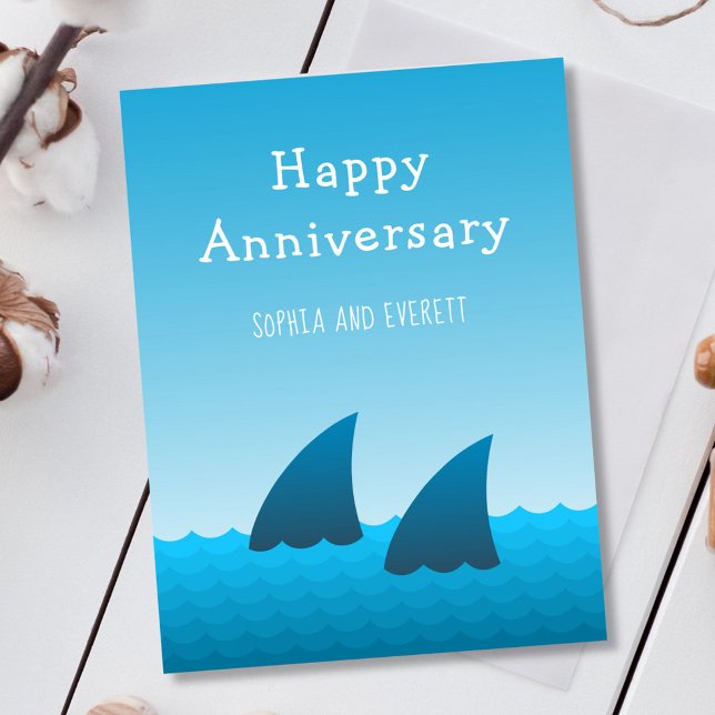 Happy Anniversary Couple Shark Funny Humorous Card (Creator Uploaded)