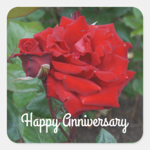 Happy Anniversary Crimson Bouquet Rose #2 Stickers