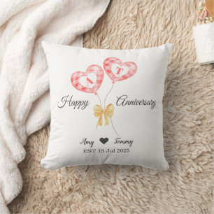 Happy Anniversary - Custom Letter On Red Balloon Cushion