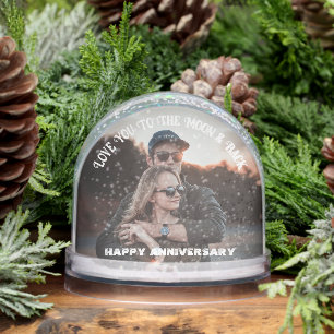 Happy Anniversary Custom Photo and Text  Snowglobe