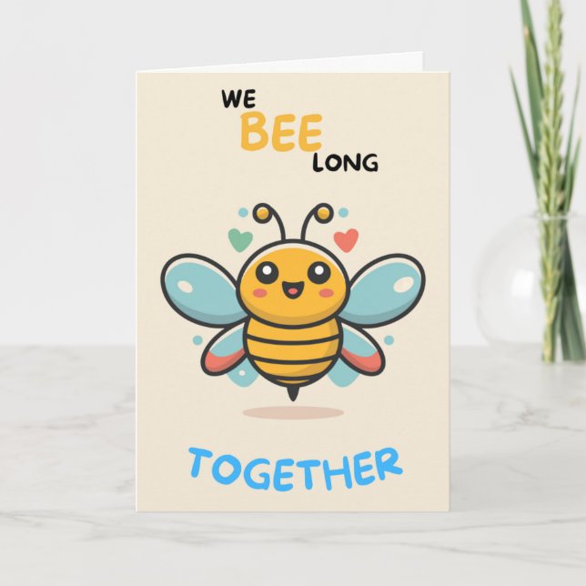 Happy Anniversary Cute Funny Simple Bee Card (Front)