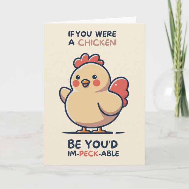 Happy Anniversary Cute Funny Simple Chicken Card (Front)