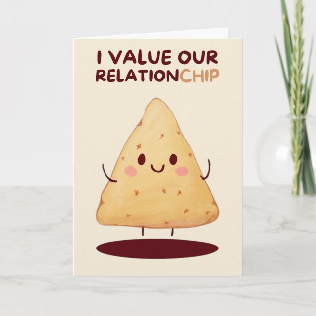 Happy Anniversary Cute Funny Simple Chip Card (Front)
