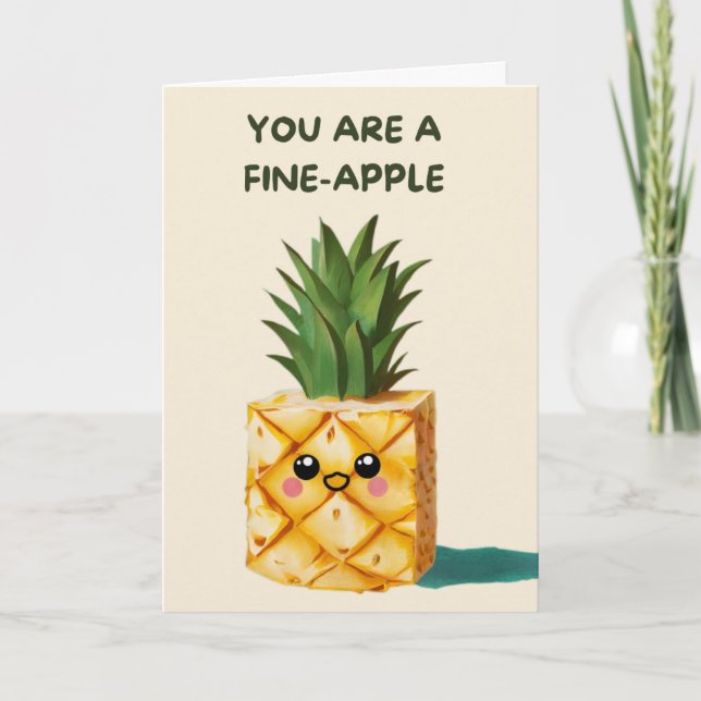 Happy Anniversary Cute Funny Simple Pineapple Card (Front)