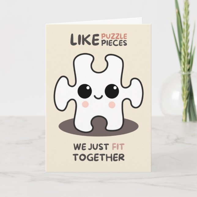 Happy Anniversary Cute Funny Simple Puzzle Card (Front)