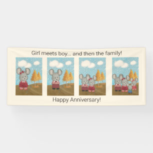 Happy Anniversary   Cute Mouse Family  Comic Strip Banner