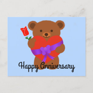 Happy Anniversary Cute Teddy Bear #1 Postcard