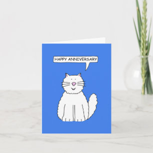 Happy Anniversary Cute White Cat Card