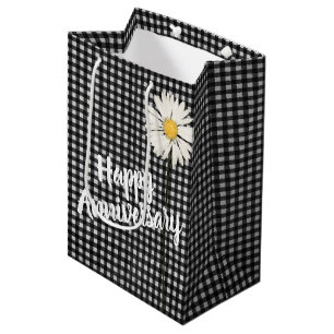 Happy Anniversary Daisy On Gingham Medium Gift Bag