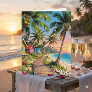 Happy Anniversary Day Romantic Poem Coastal Card