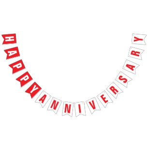 HAPPY ANNIVERSARY DECOR, RED + WHITE BUNTING